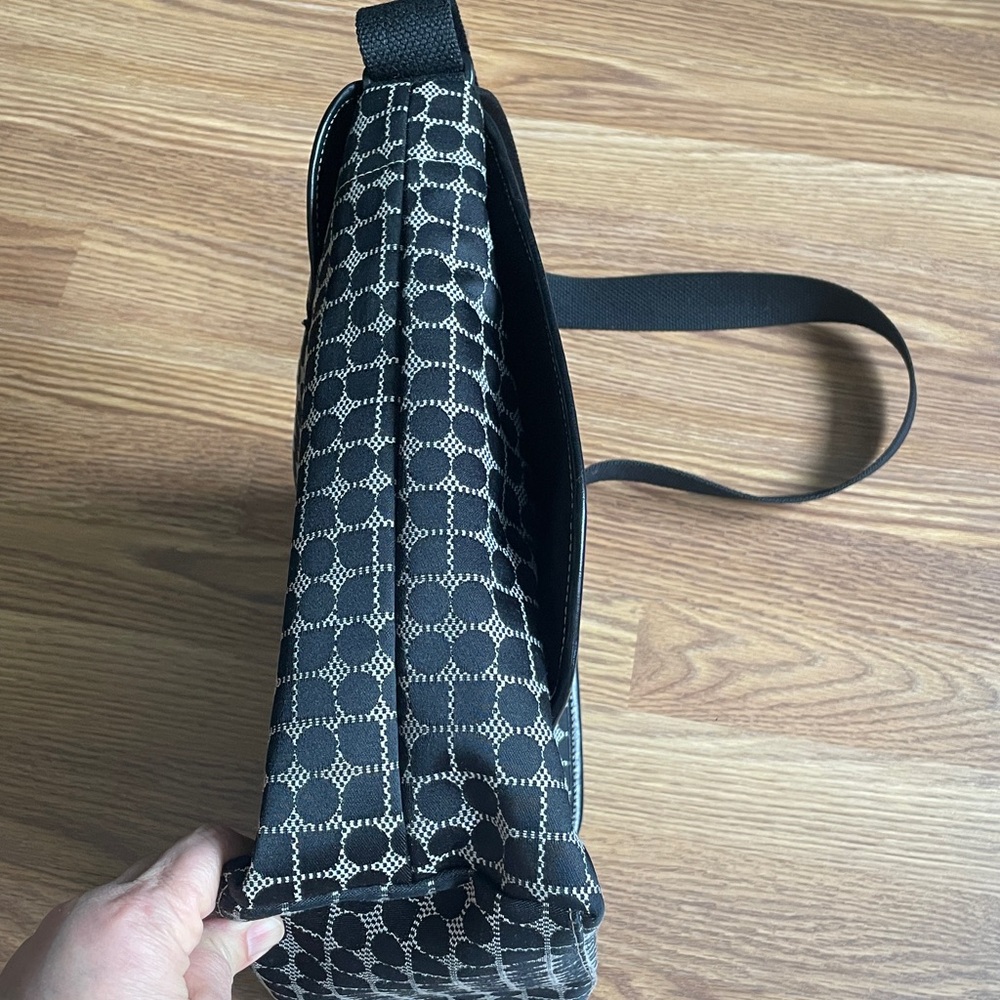 KATE SPADE Noel Jacquard Black/White Canvas Flap Messenger Crossbody Tote Bag - Picture 12 of 15